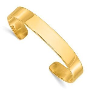 New Sterling Silver Gold-tone 9.75mm Cuff Bangle Bracelet